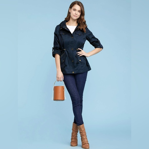 Casual Military Jacket Safari Utility Lightweight Detachable Hoodie - Picture 5 of 6